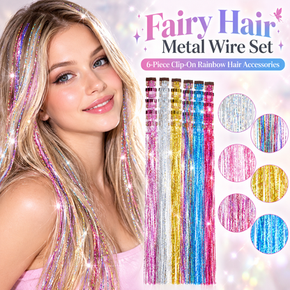 Buy 1 Get 1 Free 🔥 Fairy Hair Metal Wire Set|6-Piece Clip-On Rainbow Hair Accessories