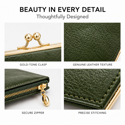 Women's Vintage Style Foldable RFID Blocking Leather Wallet
