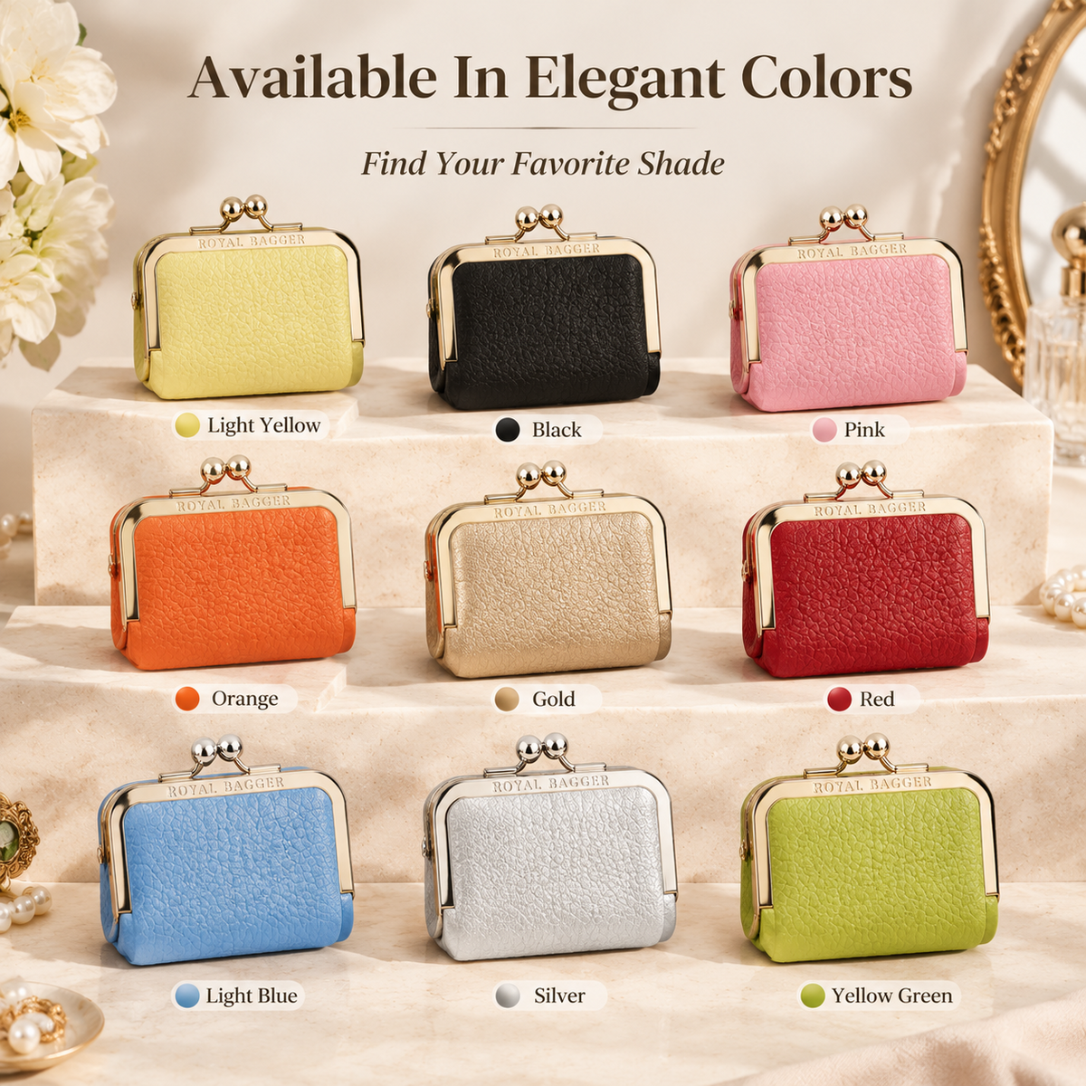 1894 Genuine Leather Kiss-Lock Jewelry Box