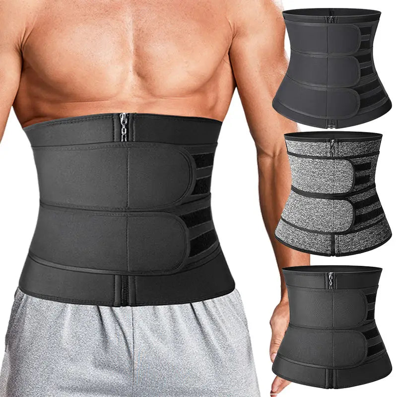 Men Zipper Adjustable Sweat Waist Trainer Cincher