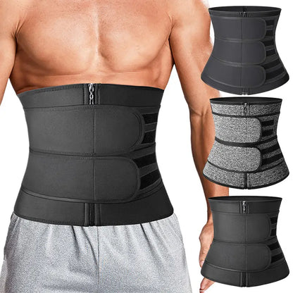 Men Zipper Adjustable Sweat Waist Trainer Cincher