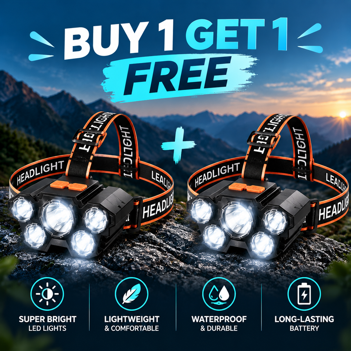 Rechargeable LED Headlamp|7 Modes Bright Waterproof Headlight