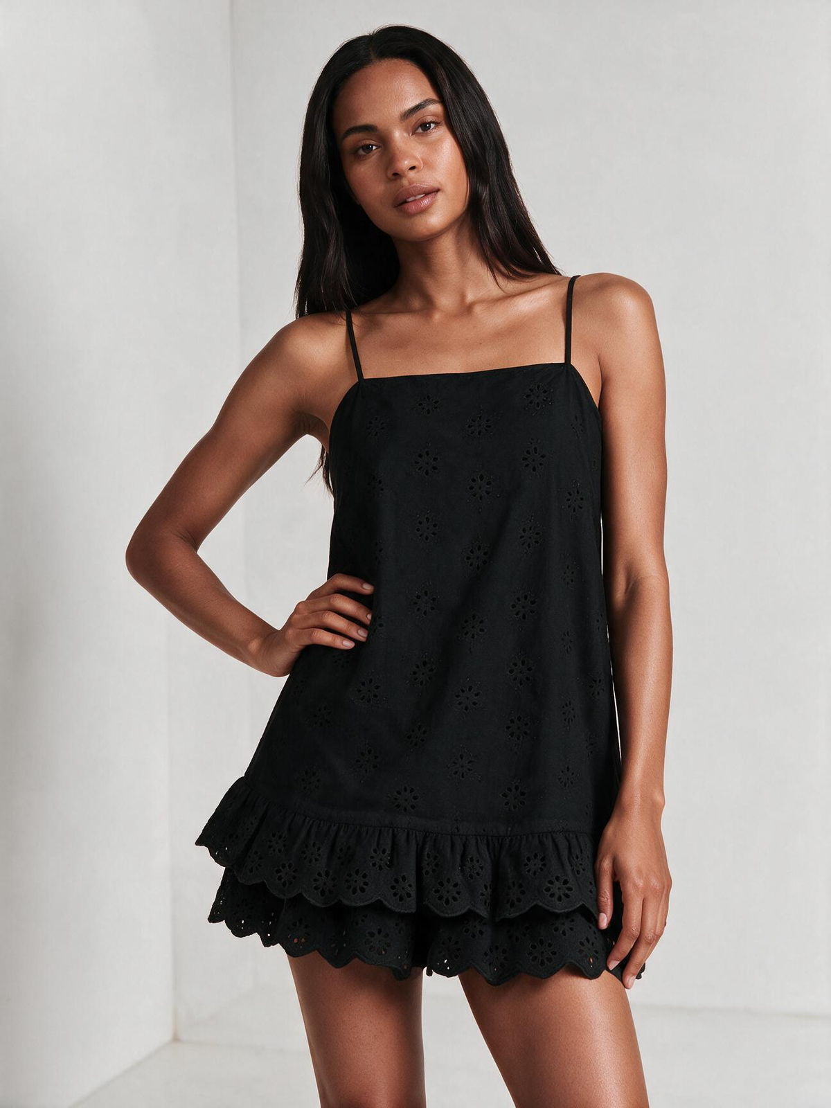The Boho Floral Eyelet Cami Romper