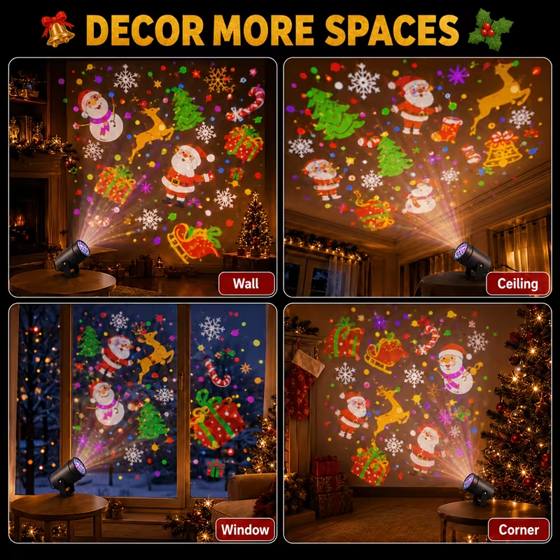 Christmas Projector Lights, 16 Rotating LED Patterns for Holiday Decor