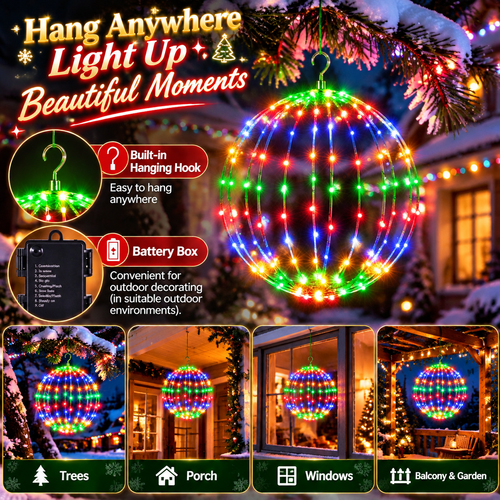 8-Inch Battery Operated Hanging Globe Fairy Lights with 8 Modes