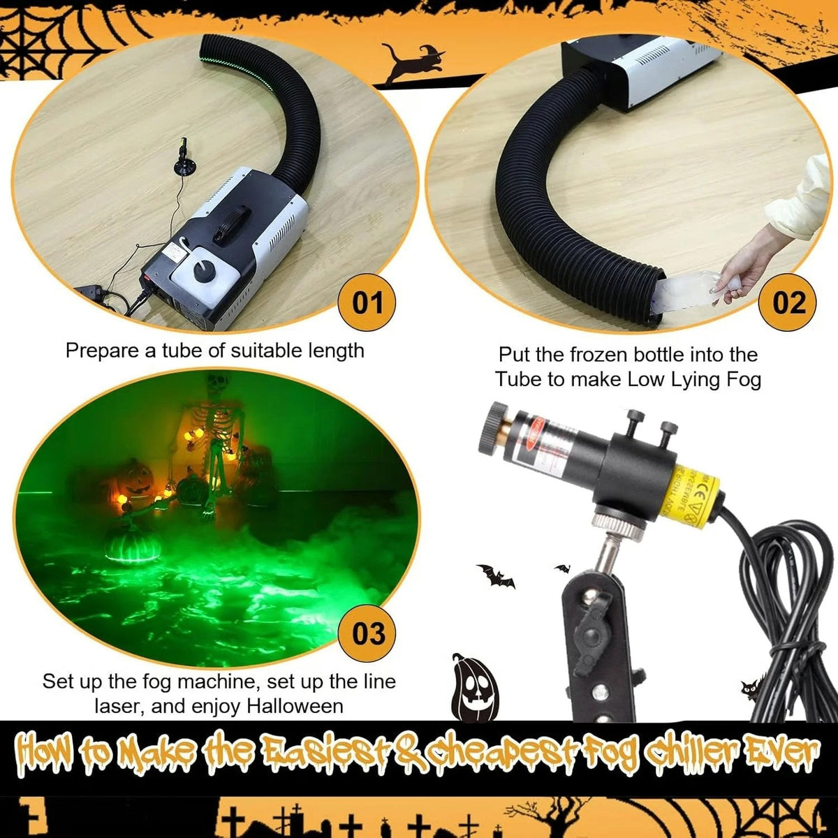 Halloween Laser Swamp Light – IP67 Waterproof 360° Adjustable Projector for Haunted Yard Decor