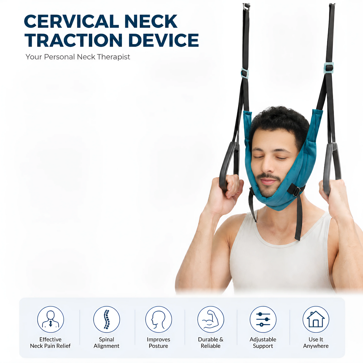 Adjustable Over-The-Door Neck Stretch Hammock with Pull Ring