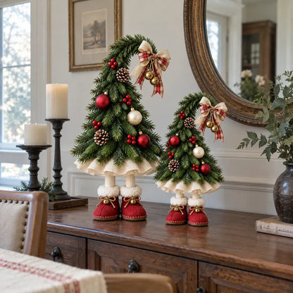 Whimsical Christmas Elf Tree Decor – Festive Holiday Tabletop Trees