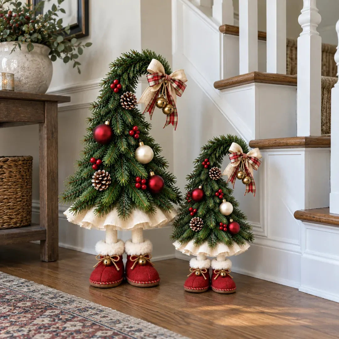 Whimsical Christmas Elf Tree Decor – Festive Holiday Tabletop Trees