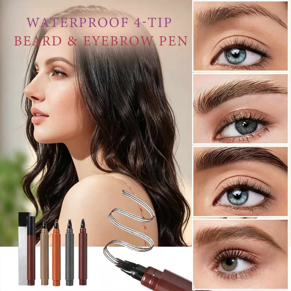 Waterproof 4-Tip Microblading Eyebrow Pencil – Create Hair-Like Natural Brows
