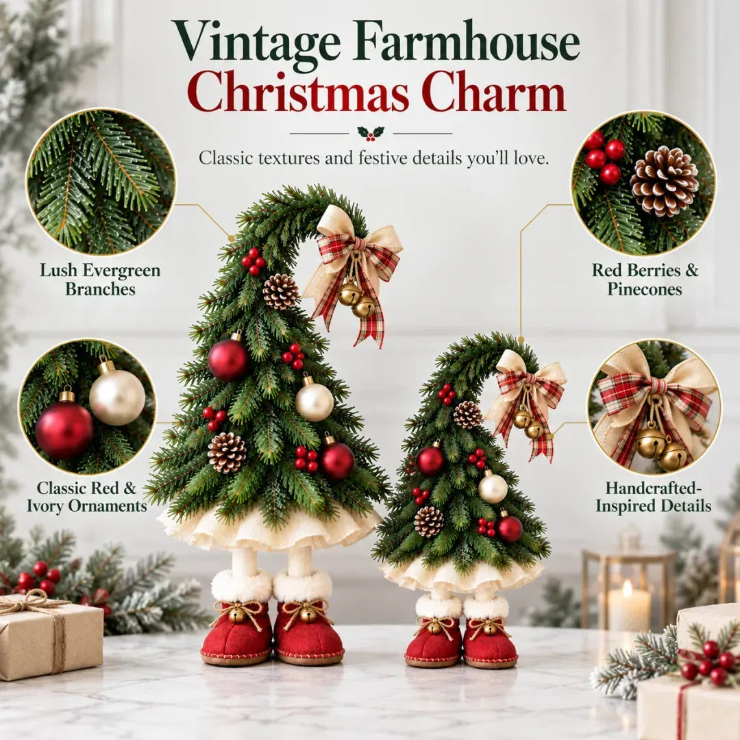 Whimsical Christmas Elf Tree Decor – Festive Holiday Tabletop Trees