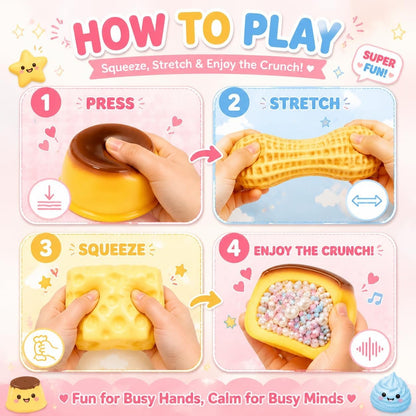 6 Pack Crunchy Squishy Toys – Slow-Rebound ASMR Stress Relief Set