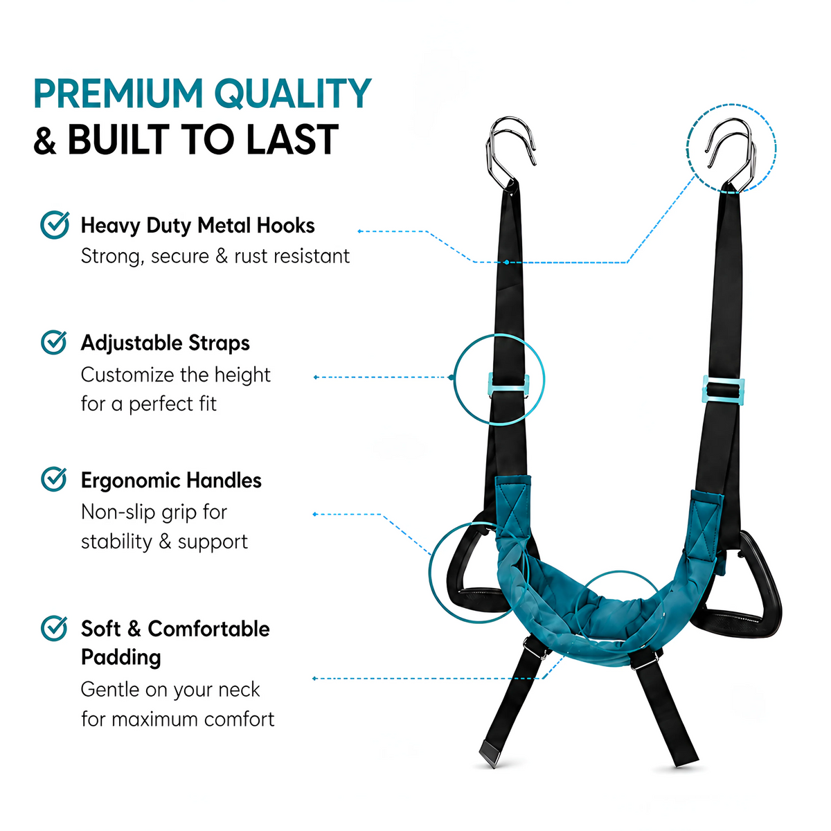 Adjustable Over-The-Door Neck Stretch Hammock with Pull Ring