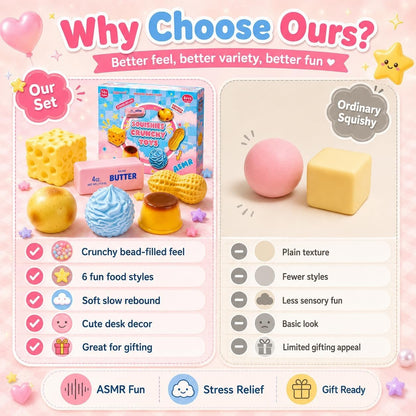 6 Pack Crunchy Squishy Toys – Slow-Rebound ASMR Stress Relief Set