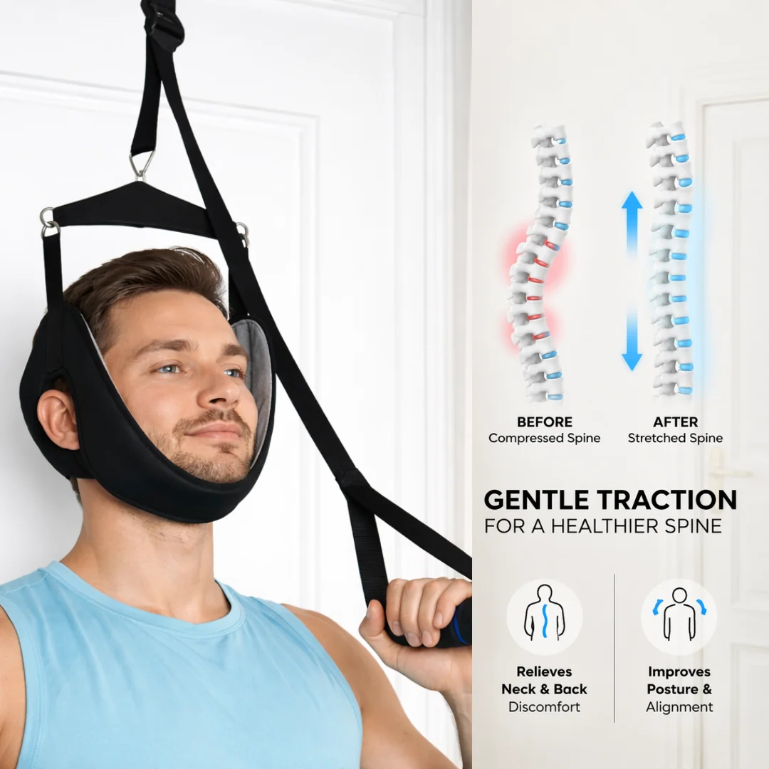 Adjustable Over-The-Door Neck Stretch Hammock with Pull Ring
