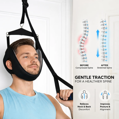 Adjustable Over-The-Door Neck Stretch Hammock with Pull Ring
