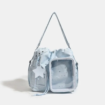 Star Print Ita Crossbody Bag with Clear Display Window