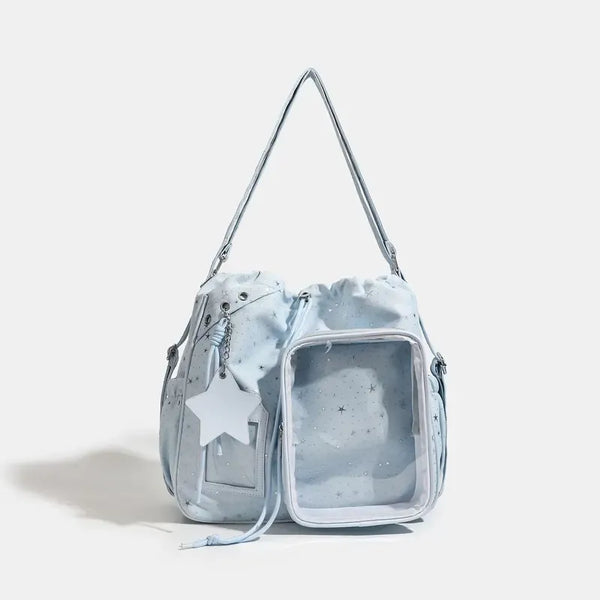 Star Print Ita Crossbody Bag with Clear Display Window