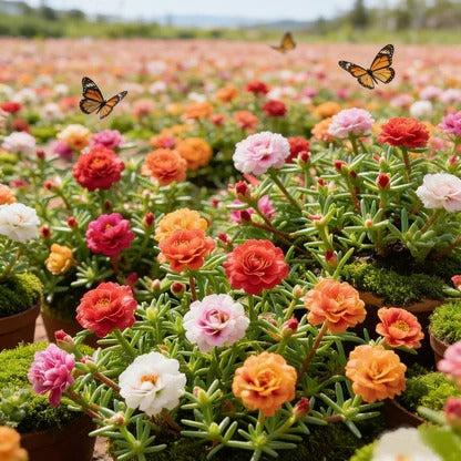 🌸Moss Rose Plant Kit – 🌿Perennial Flower Seeds / Large Flowers / Easy to Grow