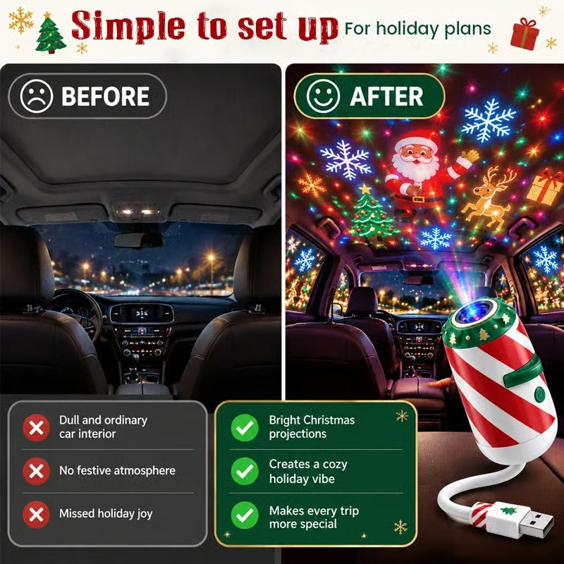 Christmas Car Projector Light – USB-Powered Festive Holiday Decor