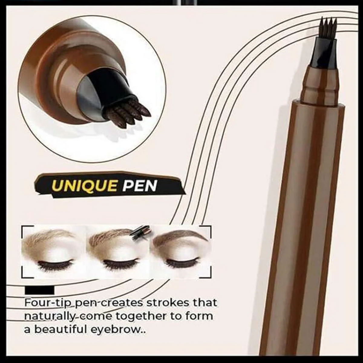 Waterproof 4-Tip Microblading Eyebrow Pencil – Create Hair-Like Natural Brows