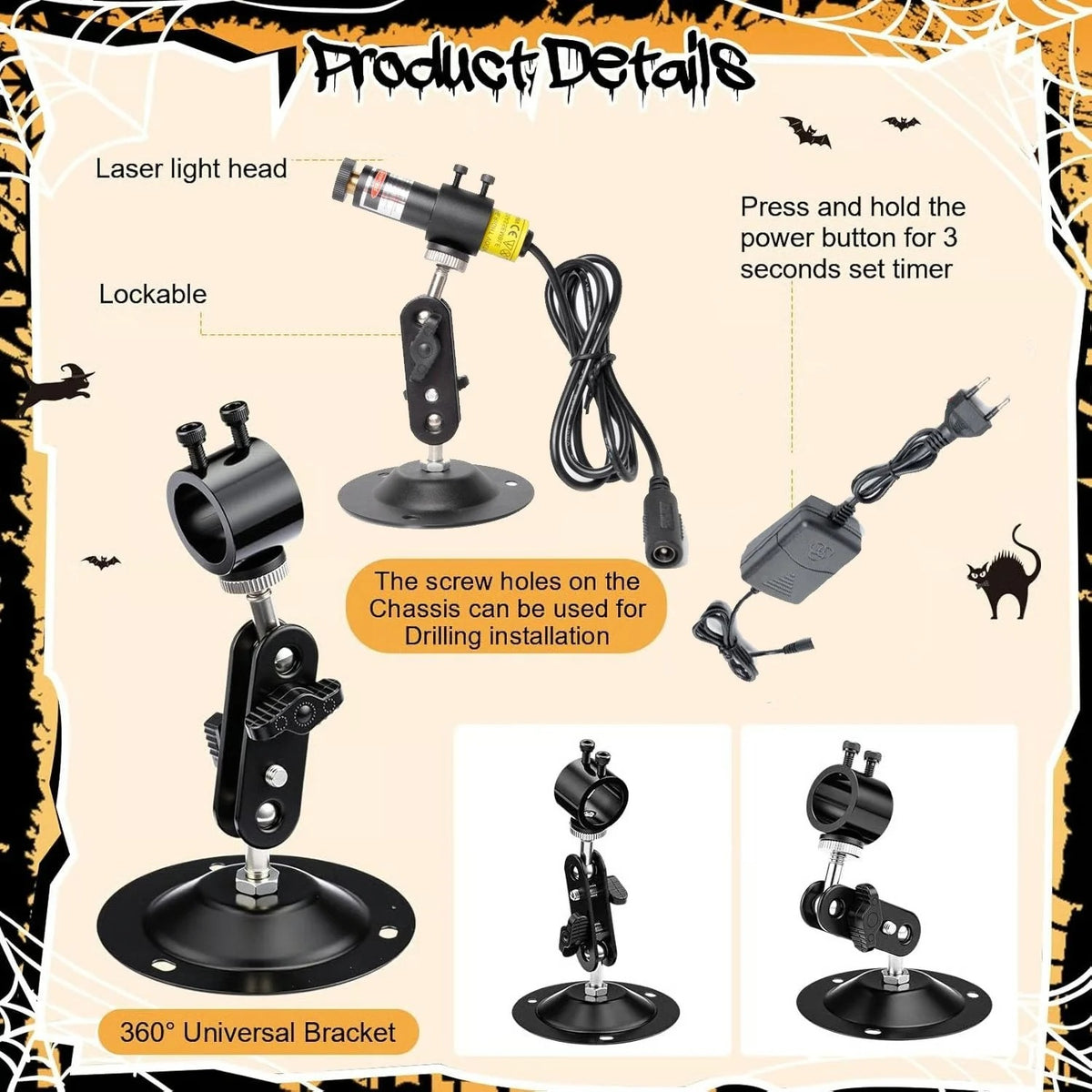 Halloween Laser Swamp Light – IP67 Waterproof 360° Adjustable Projector for Haunted Yard Decor
