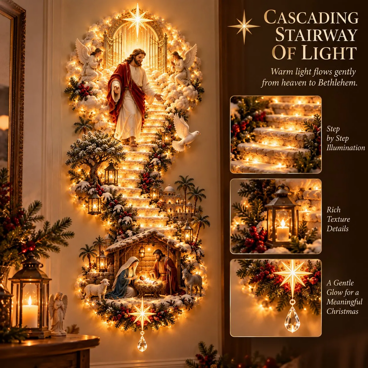 Jesus Light of Heaven Christmas Wall Hanging