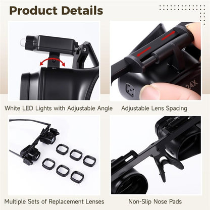 LED Head Mount Magnifier with Adjustable Magnification