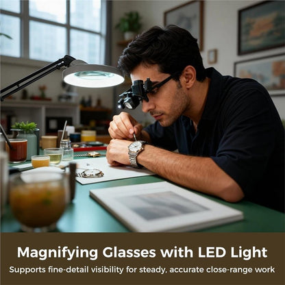 LED Head Mount Magnifier with Adjustable Magnification