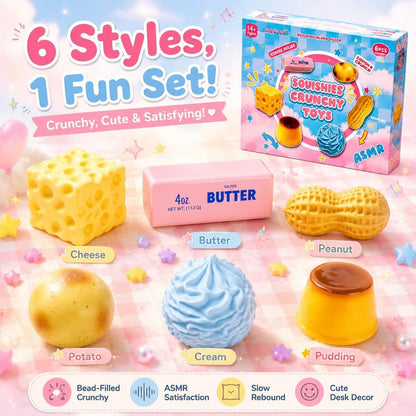 6 Pack Crunchy Squishy Toys – Slow-Rebound ASMR Stress Relief Set