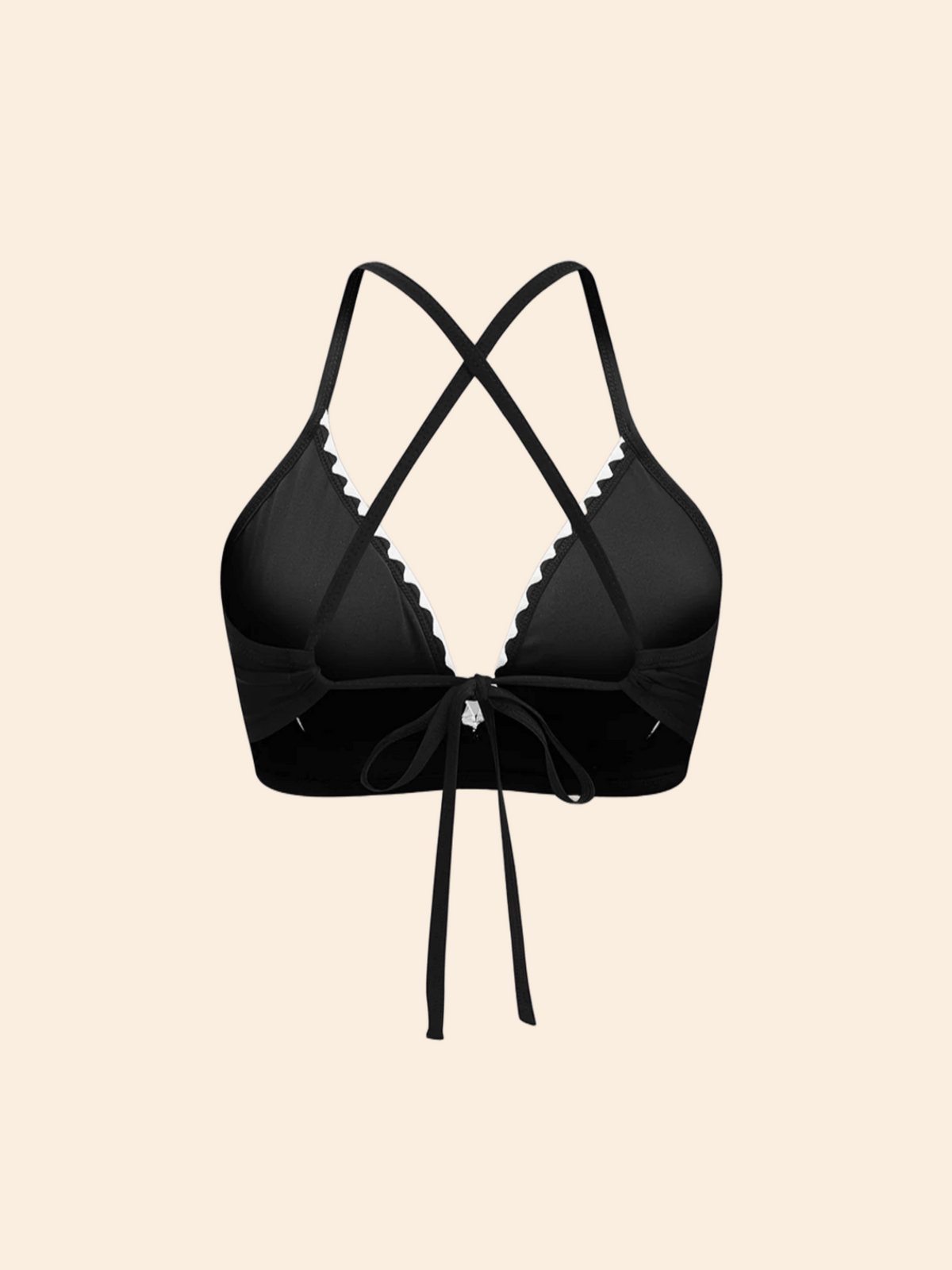 The Maris Contrast Scalloped-Trim Halter Bikini Set