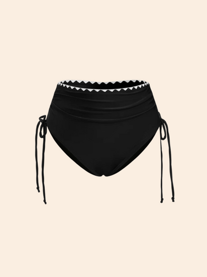 The Maris Contrast Scalloped-Trim Halter Bikini Set