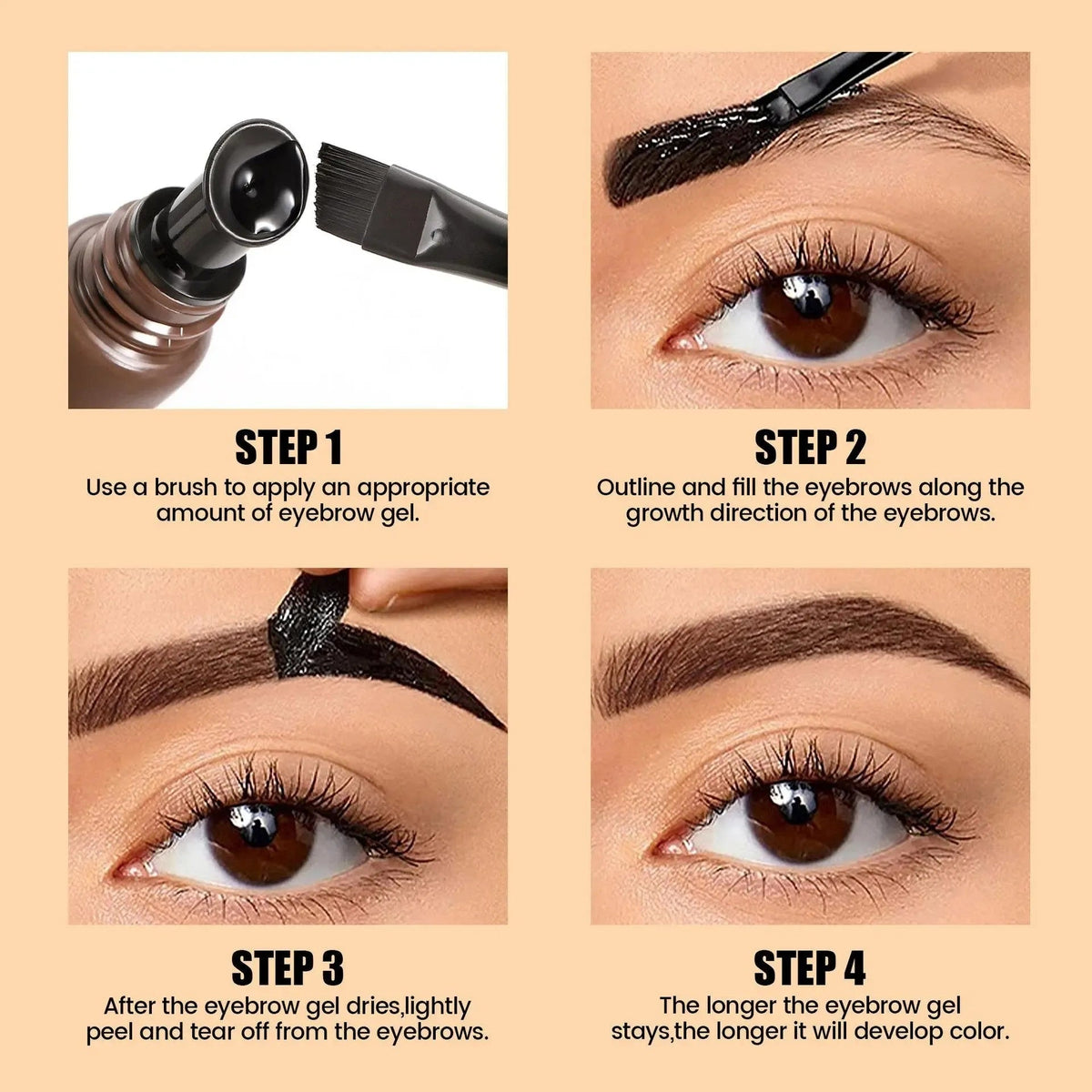 Women's 2-Piece Eyebrow Tint Set – 5-Color Waterproof & Long-Lasting Brow Gel