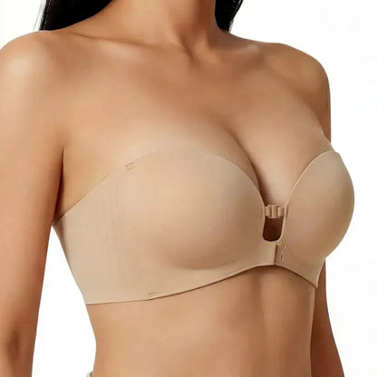 Strapless Front-Closure Push-Up Bra – Anti-Slip Grip, Seamless, A-C Cup