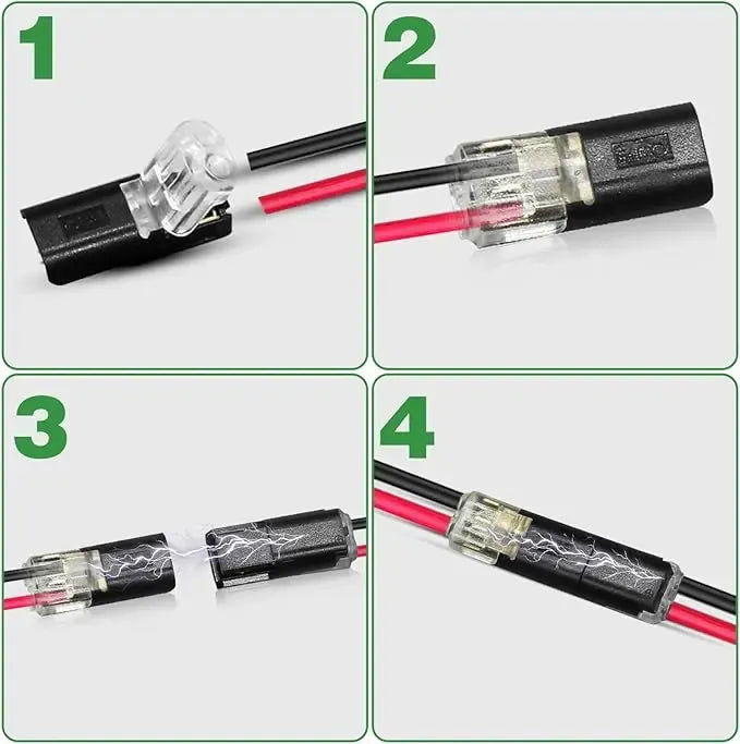 2-Pin Push-In Wire Connectors – Fast LED Strip Wiring