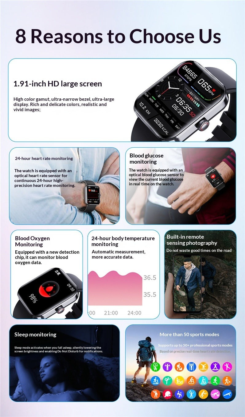 Smart Watch with Health Tracking, 50+ Sports Modes & HD Display