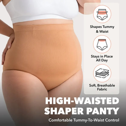 High-Waisted Shapewear Panty, Seamless Tummy Control & No-Roll Fit
