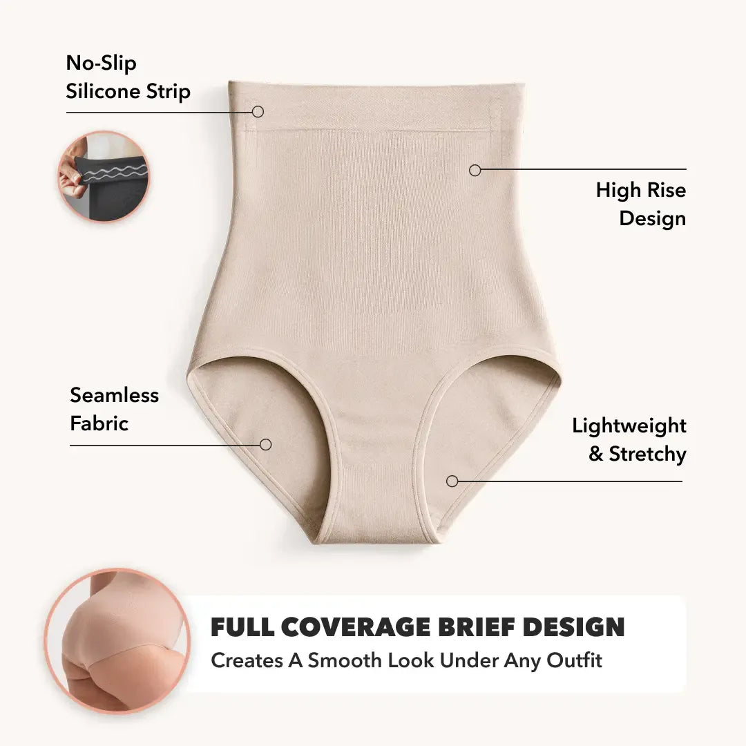 High-Waisted Shapewear Panty, Seamless Tummy Control & No-Roll Fit