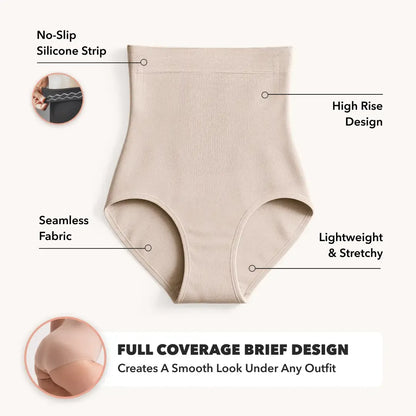 High-Waisted Shapewear Panty, Seamless Tummy Control & No-Roll Fit