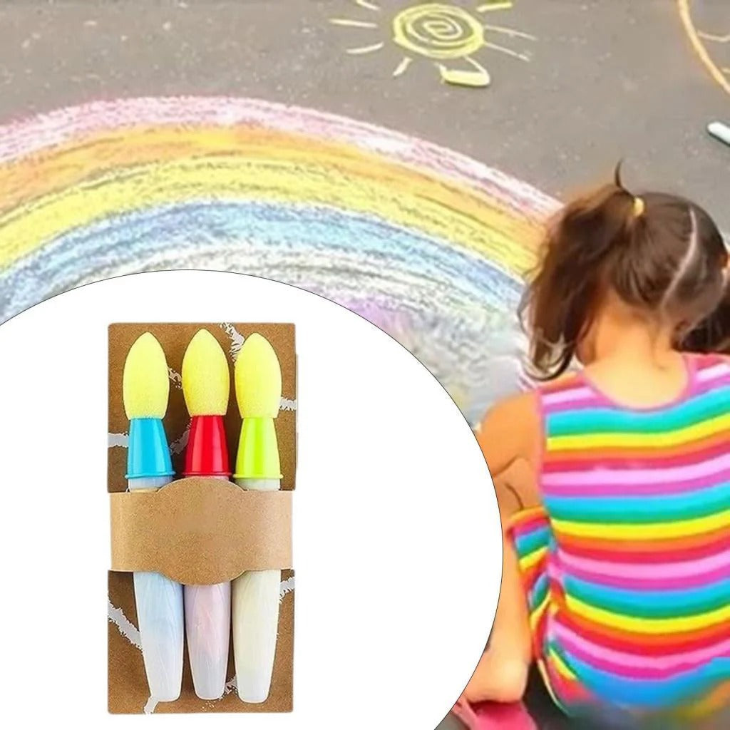 Sidewalk Chalk Paint Brush Set – 3-Pack Water Drawing Brushes, Washable & Easy Use