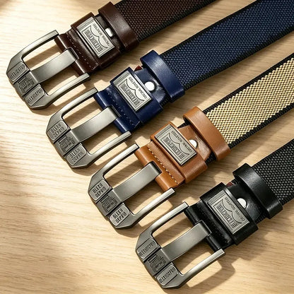 Unisex Minimalist Waistband – Stylish Perforated Leather Belt with Square Alloy Buckle