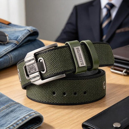 Unisex Minimalist Waistband – Stylish Perforated Leather Belt with Square Alloy Buckle