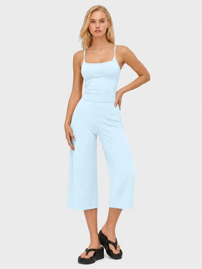 Women's 2-Piece Slimming Sports Set – Camisole Yoga Top & High-Waisted Quick-Dry Shorts