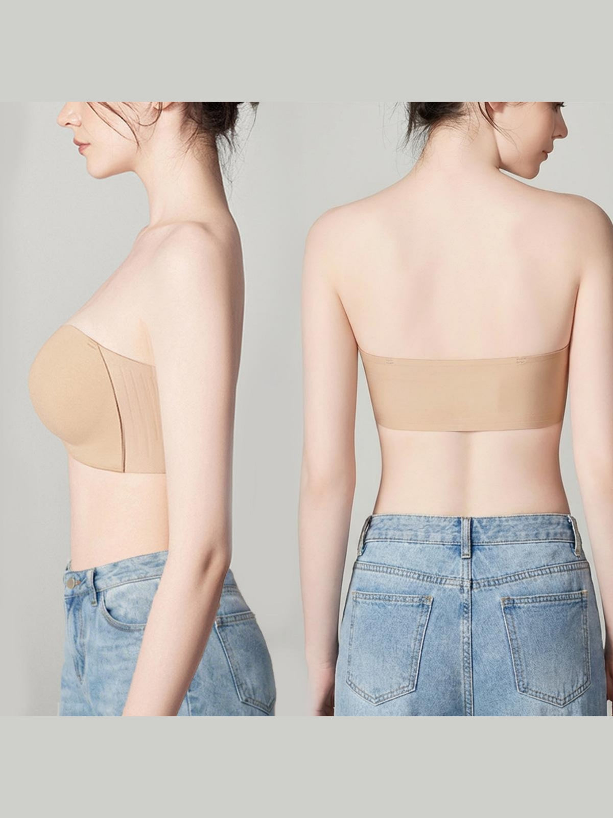 Strapless Front-Closure Push-Up Bra – Anti-Slip Grip, Seamless, A-C Cup