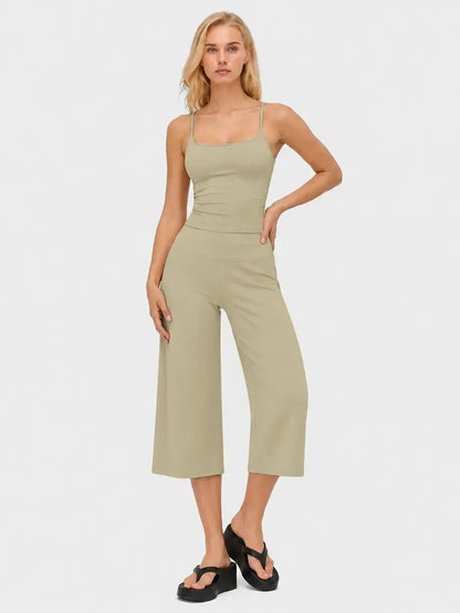 Women's 2-Piece Slimming Sports Set – Camisole Yoga Top & High-Waisted Quick-Dry Shorts