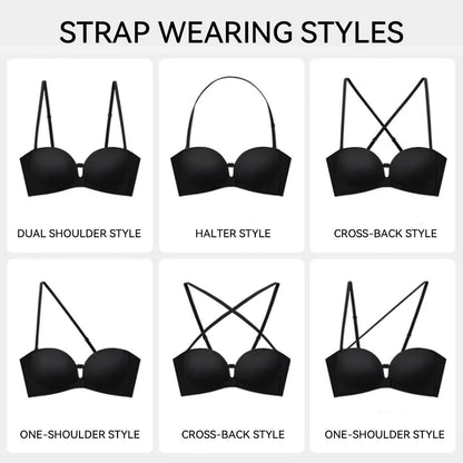 Strapless Front-Closure Push-Up Bra – Anti-Slip Grip, Seamless, A-C Cup