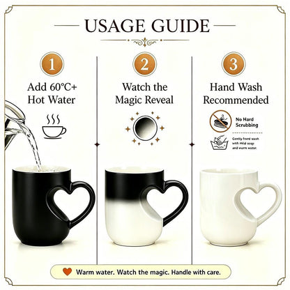 Magic Heart Initial Mug – 26 Letters, Color-Changing Ceramic, 11oz