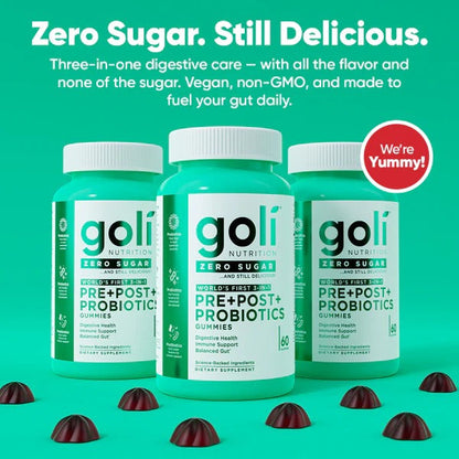 Zero Sugar 3-in-1 Gut Health Gummies – ACV + Probiotics + Vitamins