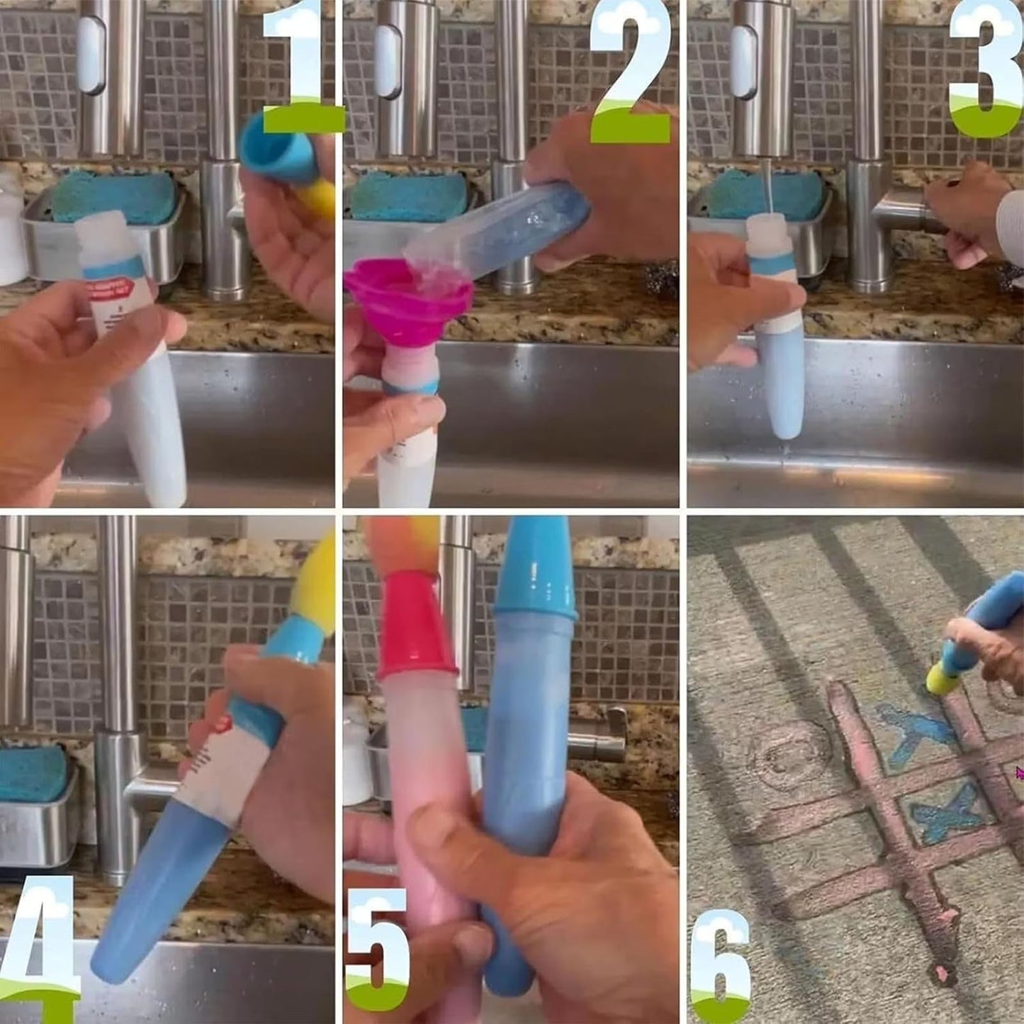 Sidewalk Chalk Paint Brush Set – 3-Pack Water Drawing Brushes, Washable & Easy Use