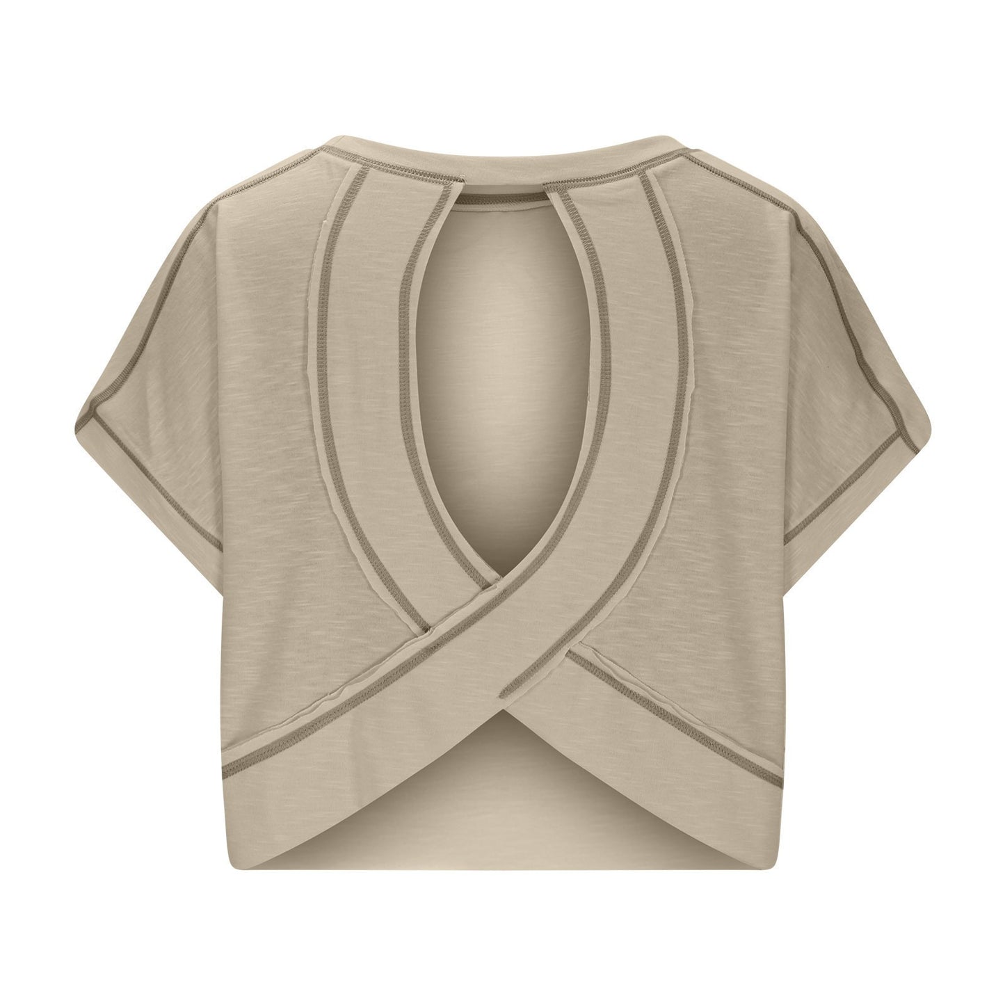 Women's Open Back Crop Top - Oversized Stretch Tee for Yoga & Street